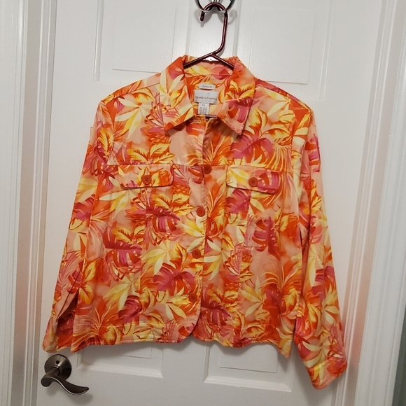 NWOT Drapers & Damon's Floral Print Cotton Jacket Size PXL, Preppy Colorful - Picture 8 of 9